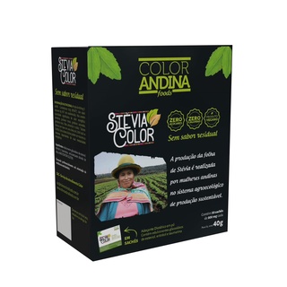Adoçante dietético em pó | Color Andina | display com 50 sachês de 800 mg