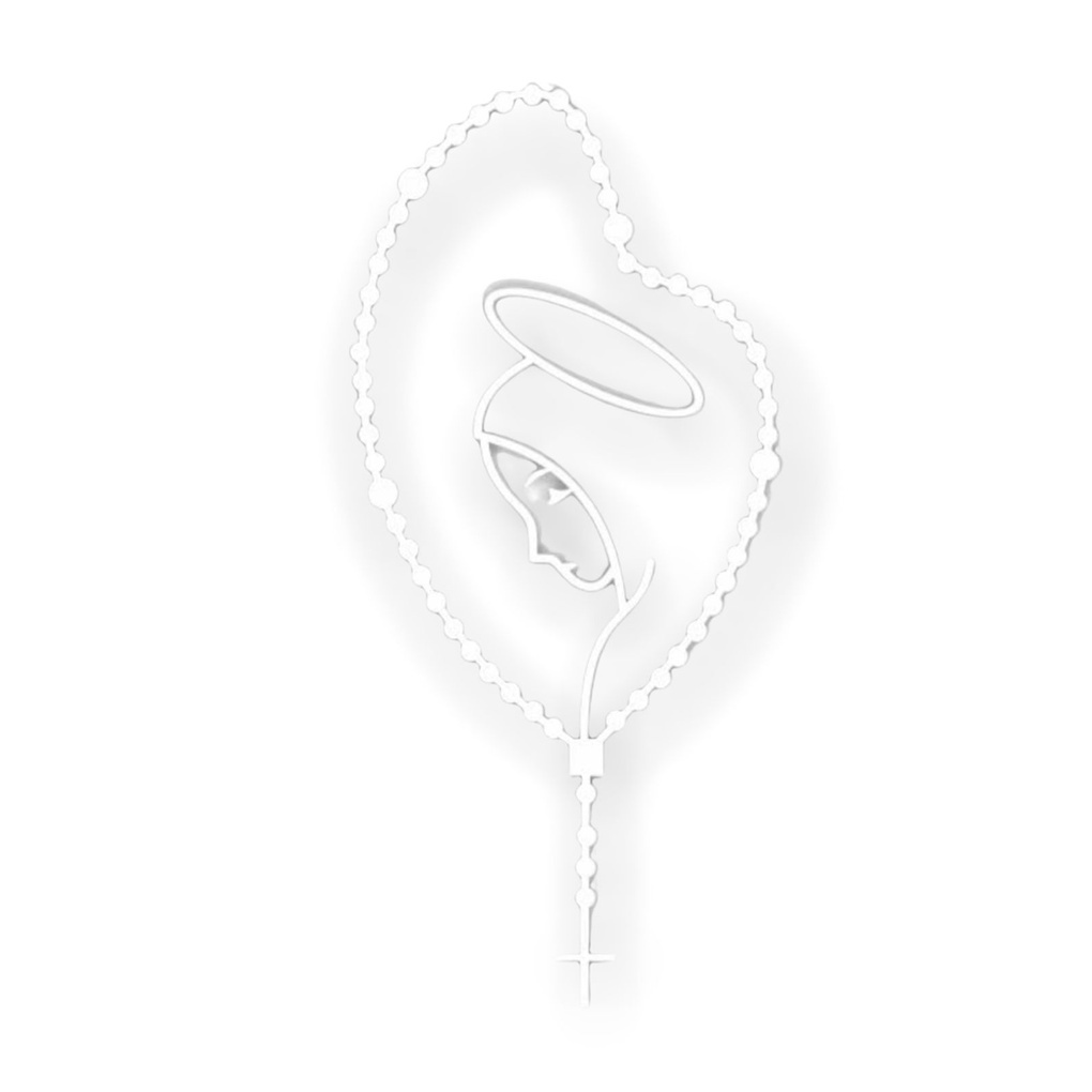 Adesivo Para Carro N Senhora Do Silencio Terço Branco 13x6cm