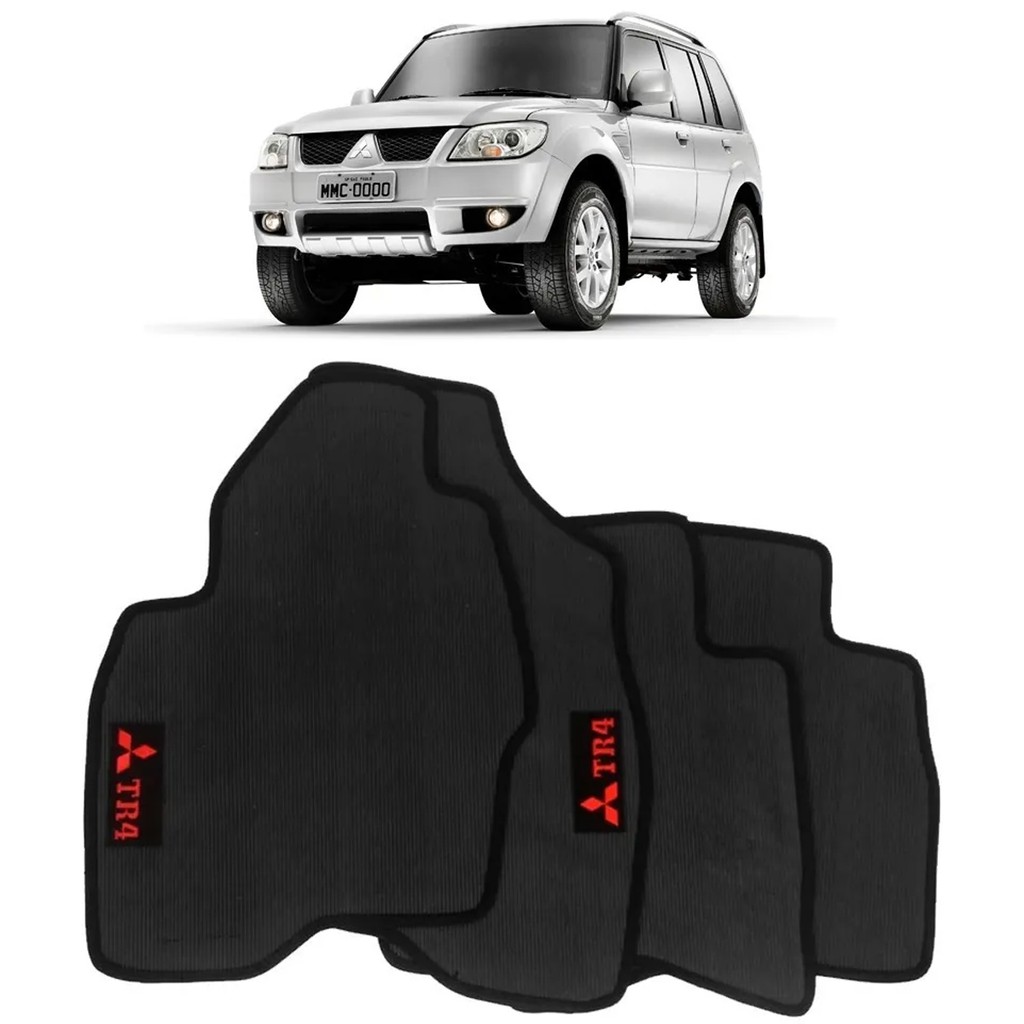 Jogo De Tapete Compatível Pajero Tr4 Personalizado Preto - 4 Peças