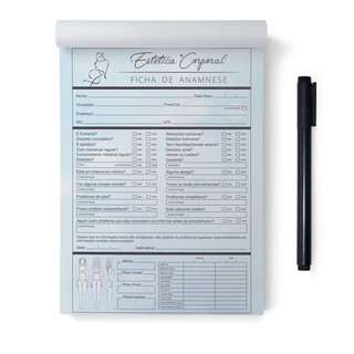 Bloco 100 Folhas Ficha De Anamnese Estética Corporal / Esteticista / Clinica Esteta / Redução de Medidas