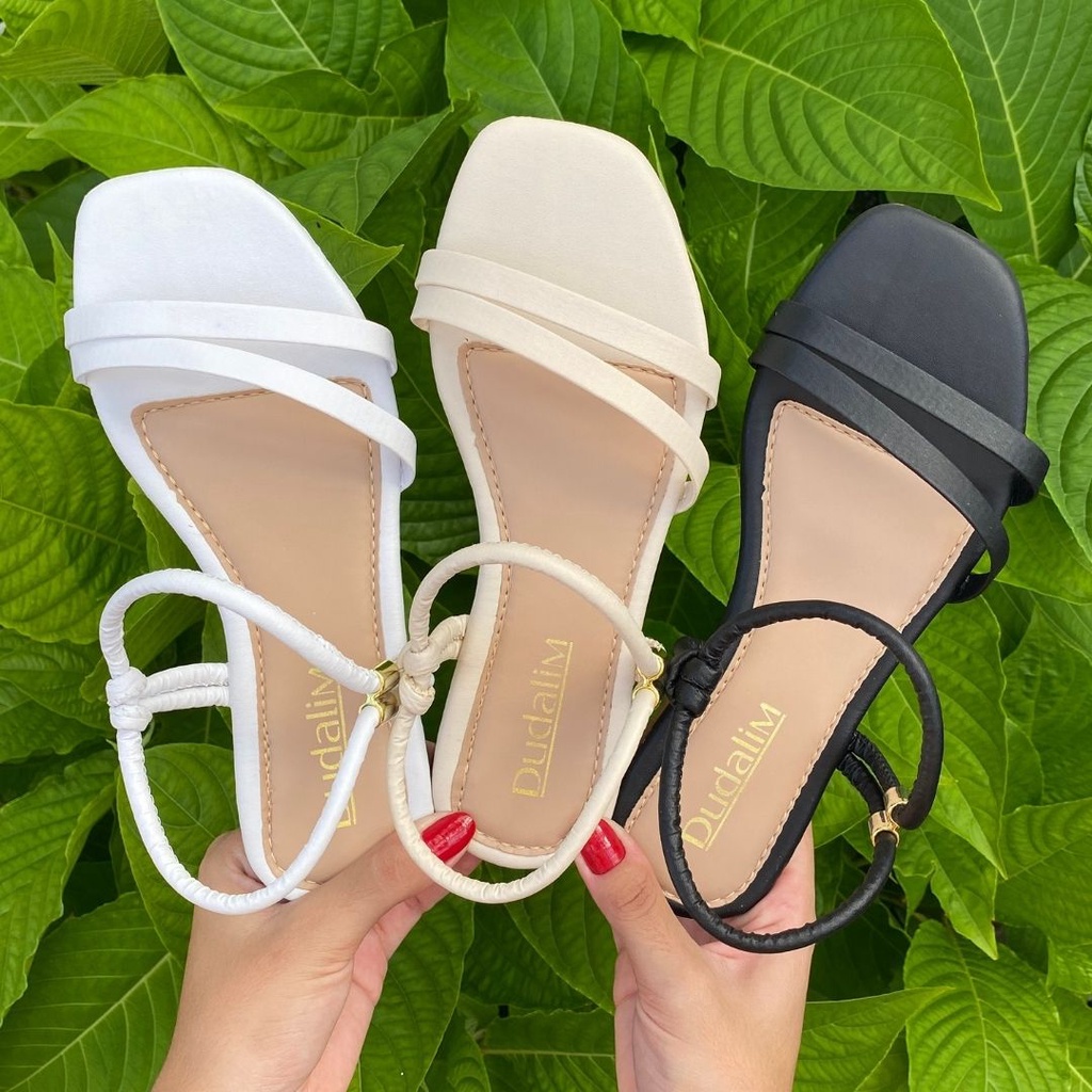 Sandalia Feminina Rasteirinha Regulagem Ajustável Tiras Confortável Flat Cores do Verao