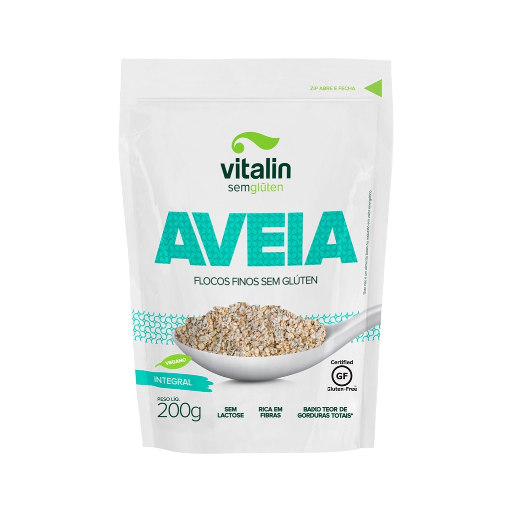 Aveia Sem Glúten Flocos Finos 200g - Vitalin em Oferta na Shopee