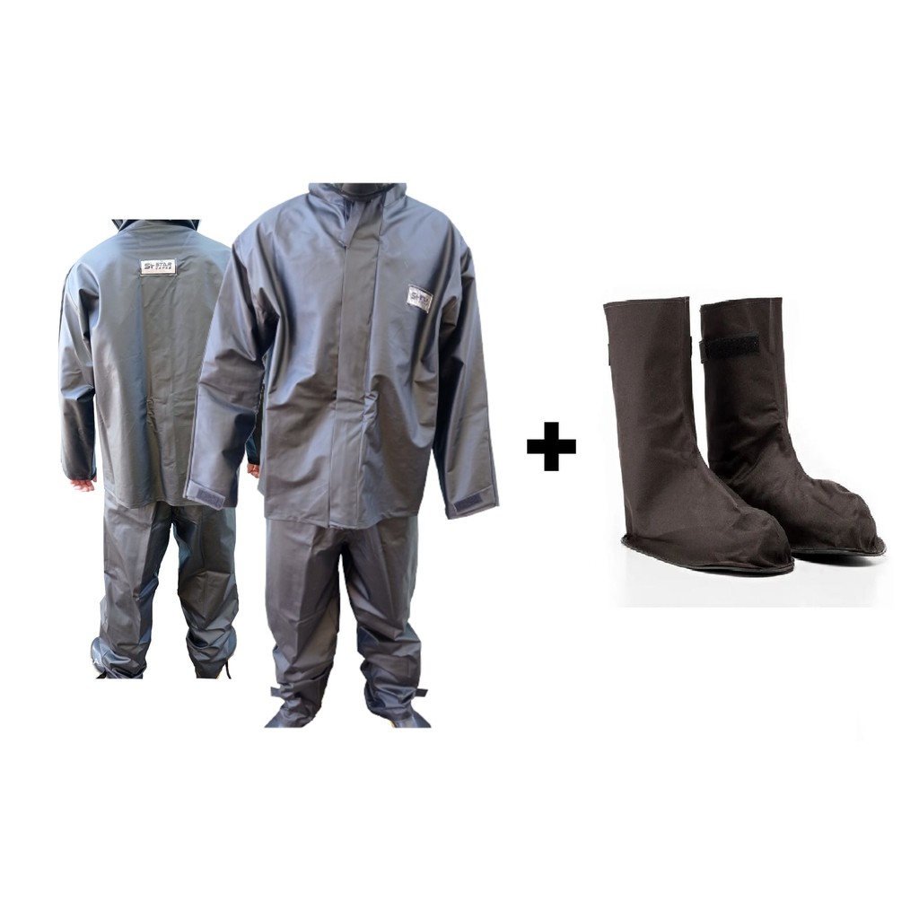 Kit - Capa De Chuva - Conjunto Calça Jaqueta Impermeavel Urbano Pvc - Moto / Motoboy / Motoqueiro + Poliana Galocha