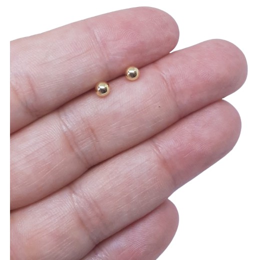 Brinco Dourado Bolinha 3 mm