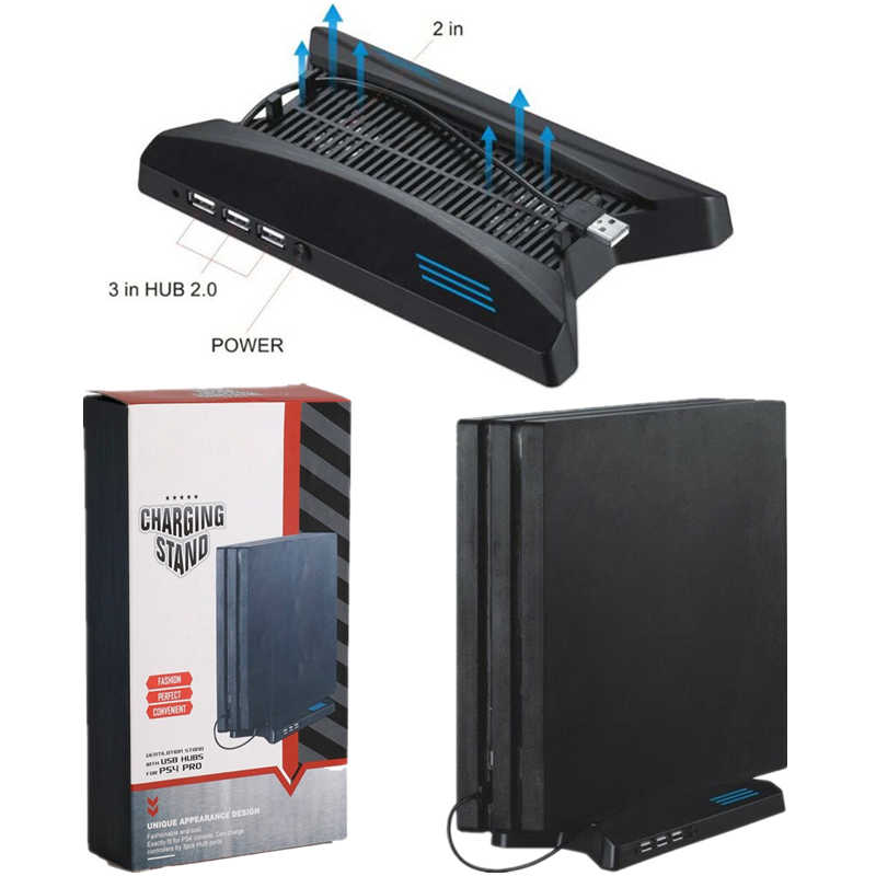 Cooler PlayStation 4 Pro Suporte Carregador Hub 3 USB Base