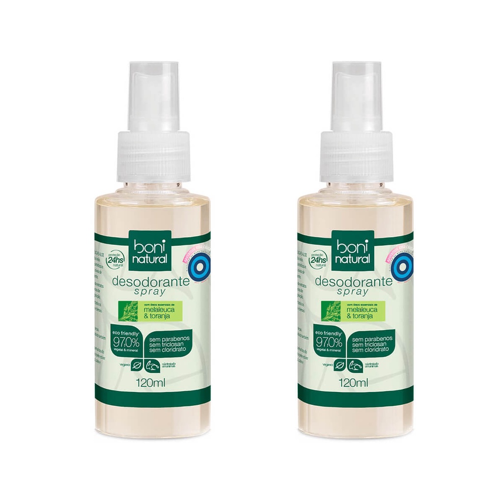 Kit 2 Desodorante Spray Boni Natural Melaleuca e Toranja