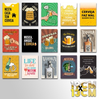 Placas Decorativas Retro Para Área Gourmet Bebidas Cerveja Churrasco 13X19cm