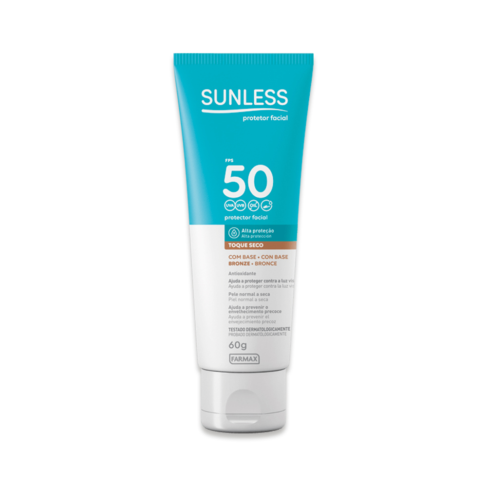 Protetor Solar Facial Fps 50 Bronze Sungless 60g Farmax