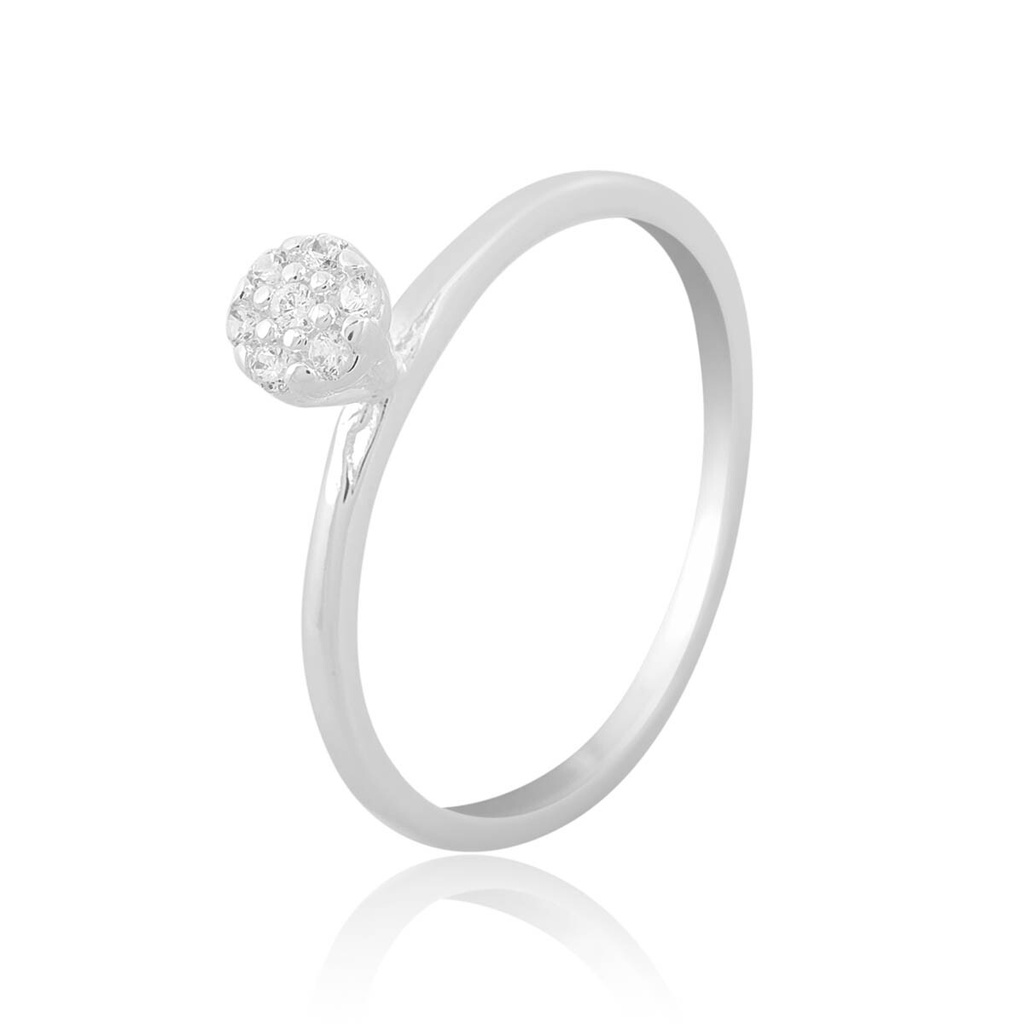 Anel Feminino Solitário Banhado Prata 925 Pedras Cravejadas