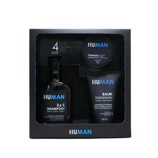 Kit para Cabelo Human - Shampoo 3 em 1 + Balm Hidratante + Pomada Modeladora em Oferta na Shopee