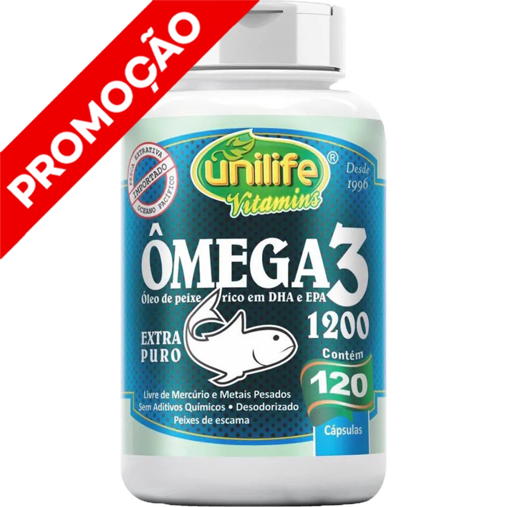 Ômega 3 - Óleo De Peixe Extra Puro ( EPA 760 / DHA 488 ) - 120 Cápsulas 1200mg - Unilife