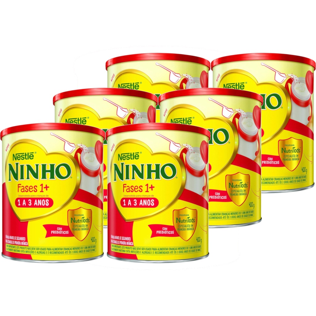 Kit 6x Leite em Pó Ninho Fases 1+ Nestlé 400g
