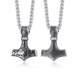 Vnox Colar com Pingente de Martelo de Thor Clássico Viking em Inox Masculino