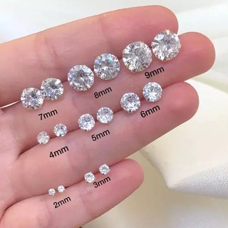 Brinco Feminino e Masculino Ponto de Luz Prata 925 Pedra Zircônia 2, 3, 4, 5, 6, 8, 10MM