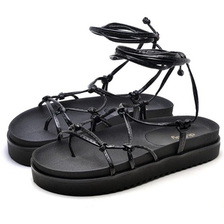 Sandália Papete Dubuy Feminina Flatform de Amarrar Preto Khalifa 2041FG