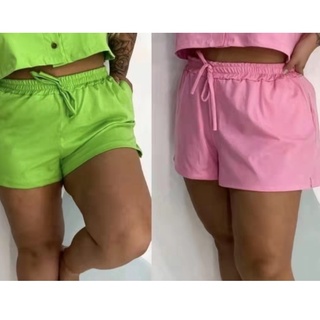 Short Feminino Liso Poliester Elastano Bolso Moda Tamanho Plus G1 G2 G3