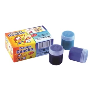 TINTA GUACHE CAIXA C/6 UNIDADES DE 15ml CADA TÊMPERA GUACHE