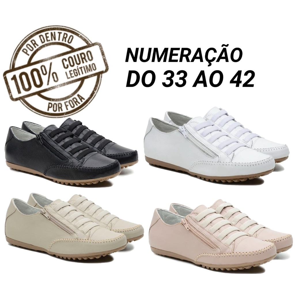 Tênis Sapatênis Feminino Macio Conforto Em Couro Legítimo Super Leve em Oferta na Shopee
