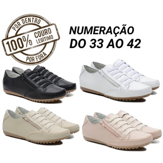 Tênis Sapatênis Feminino Em Couro 100% Legítimo Com Zíper CasuaL em Oferta na Shopee