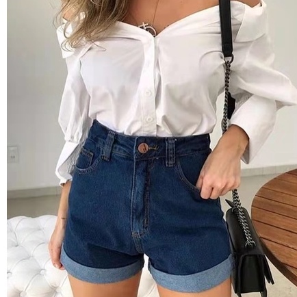 SHORTS JEANS MOM FEMININAS MODA FEMININA em Oferta na Shopee