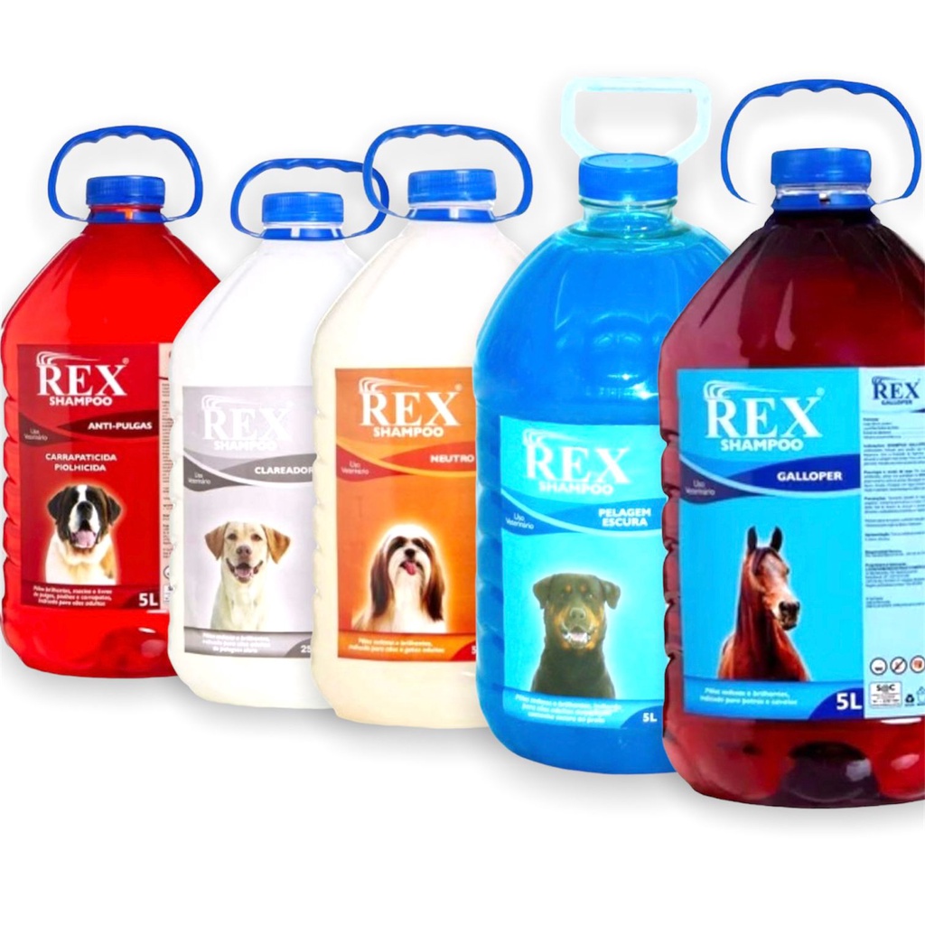 Shampoo Para Cachorro Gato Banho Pet Linha Rex 5L Cuidado com os Pelos ...