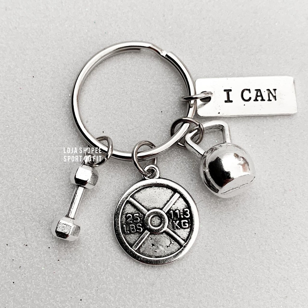 Chaveiro Fit Pingente de Haltere Anilha Kettlebell / pingentes fitness maromba academia