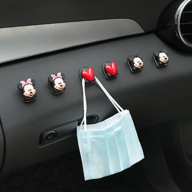 [6 Pcs] ⭐ Carro Pequeno Gancho Armazenamento De Desenho Animado Linha Frontal Adesivo Traseiro Encosto Cadeira