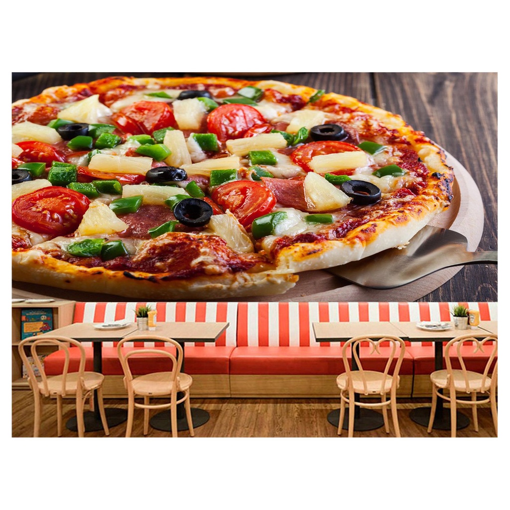 papel de parede Alimento Pizza Queijo 3D 6m² AL184