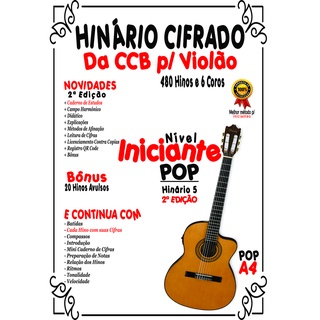 Hinário Cifrado CCB 480 hinos colorido + Hinos Avulsos CCB colorido 432 hinos - PACOTE PROMOÇÃO