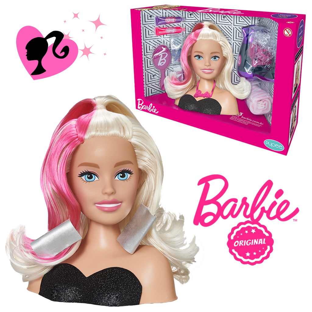 Boneca Barbie Busto Cabeleireira Para Penteados Com Acessórios Secador Cabelo