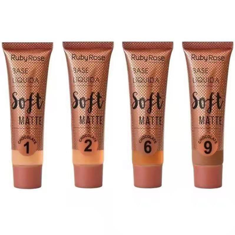 Base Líquida  Soft Matte  Chocolate HB8050 Ruby Rose em Oferta na Shopee