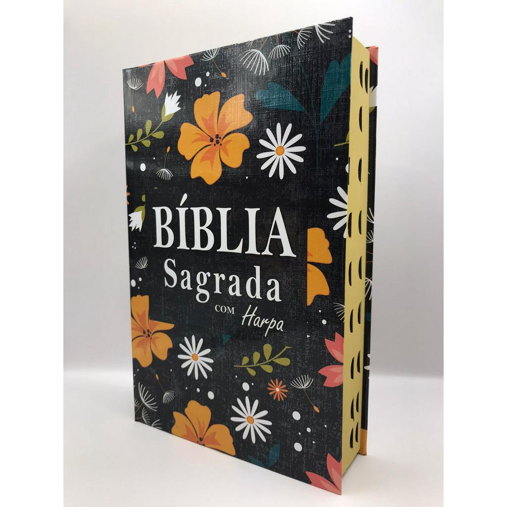 Bíblia sagrada Tamanho Grande com harpa palavras de Jesus em Vermelho Capa Dura Preta Flor Amarela em Oferta na Shopee