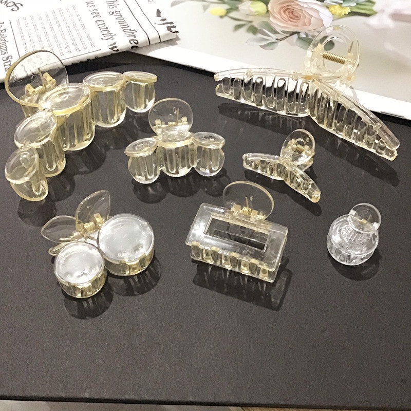 Moda Elegante Acrílico Grande Garra De Cabelo Do Vintage Champagne Tubarão Clipe Grampo Cocar Transparente Para As Mulheres Presente