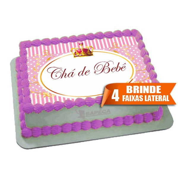 Papel arroz para Bolo Coroa Menina Chá de Bebê 20x30cm