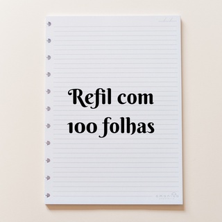 Refil de folha para caderno inteligente universitário grande pautado com 100 folhas
