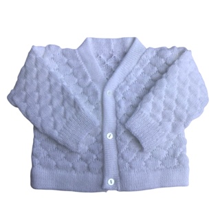 Casaco de Bebê Tricô Branco Menina Menino em Oferta na Shopee