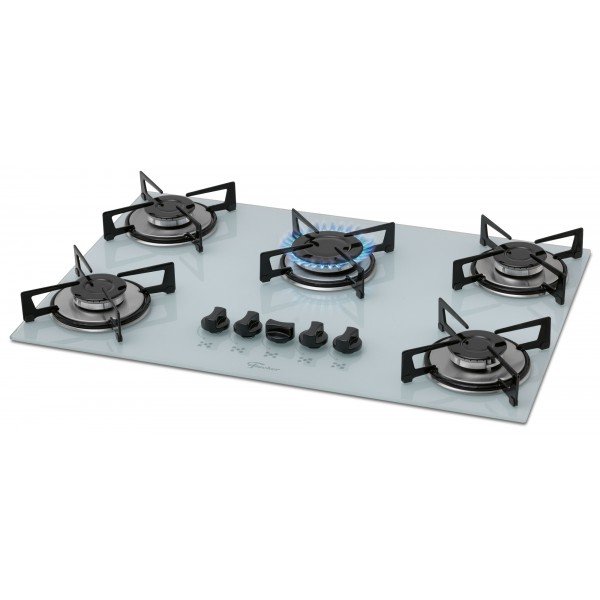 Fogão Cooktop Fischer 5 Bocas Gás Mesa Vidro - Branco 1642-6986