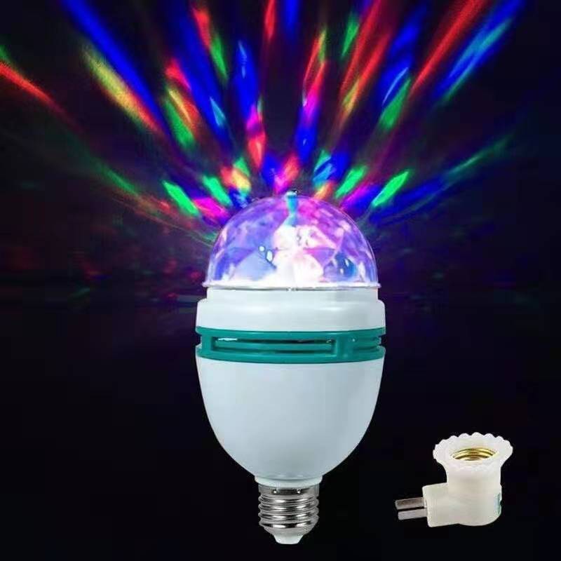 Lâmpada Festa Globo Luz Led Rgb Giratória Colorida com Socket Padrão