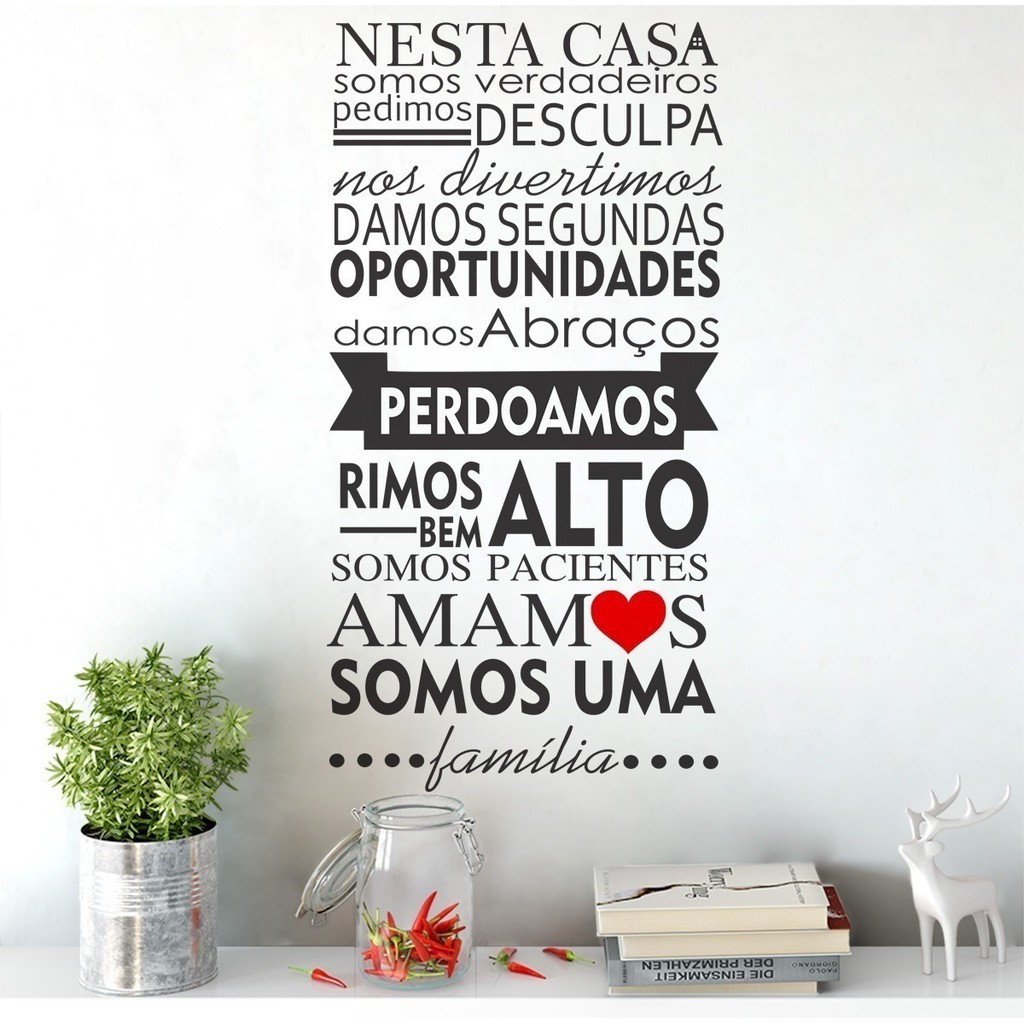 Adesivo Decorativo De Parede Frase Casa Coração Familia em Oferta na Shopee