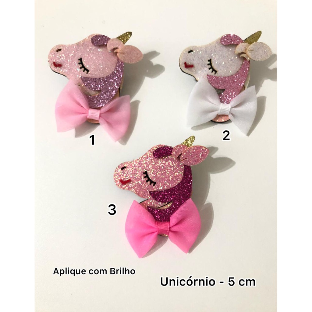 Aplique Unicornio com brilho para laço (5cm) unicórnio para Laços e Tiara