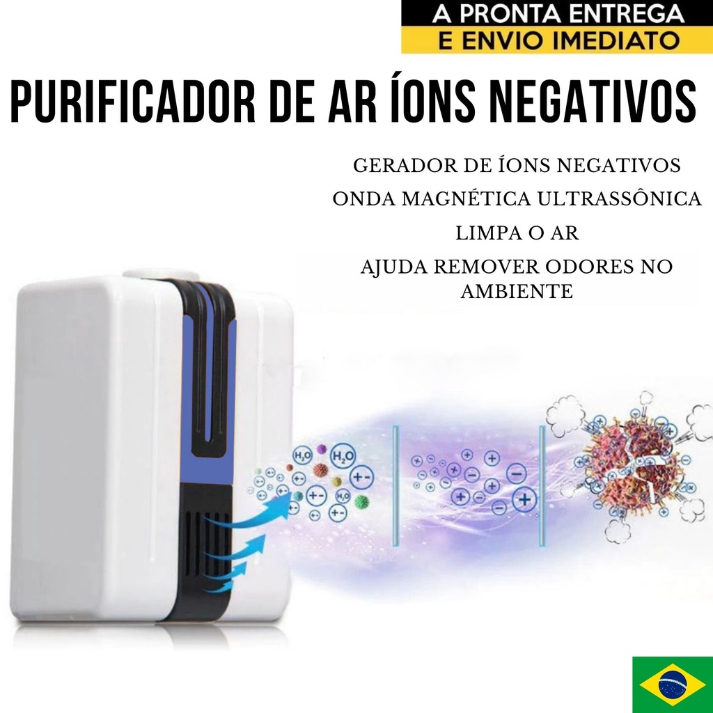 Ionizador de Ambiente Íons Negativos Residencial Comercial Ajuda com Odores e Fumaça Cigarro