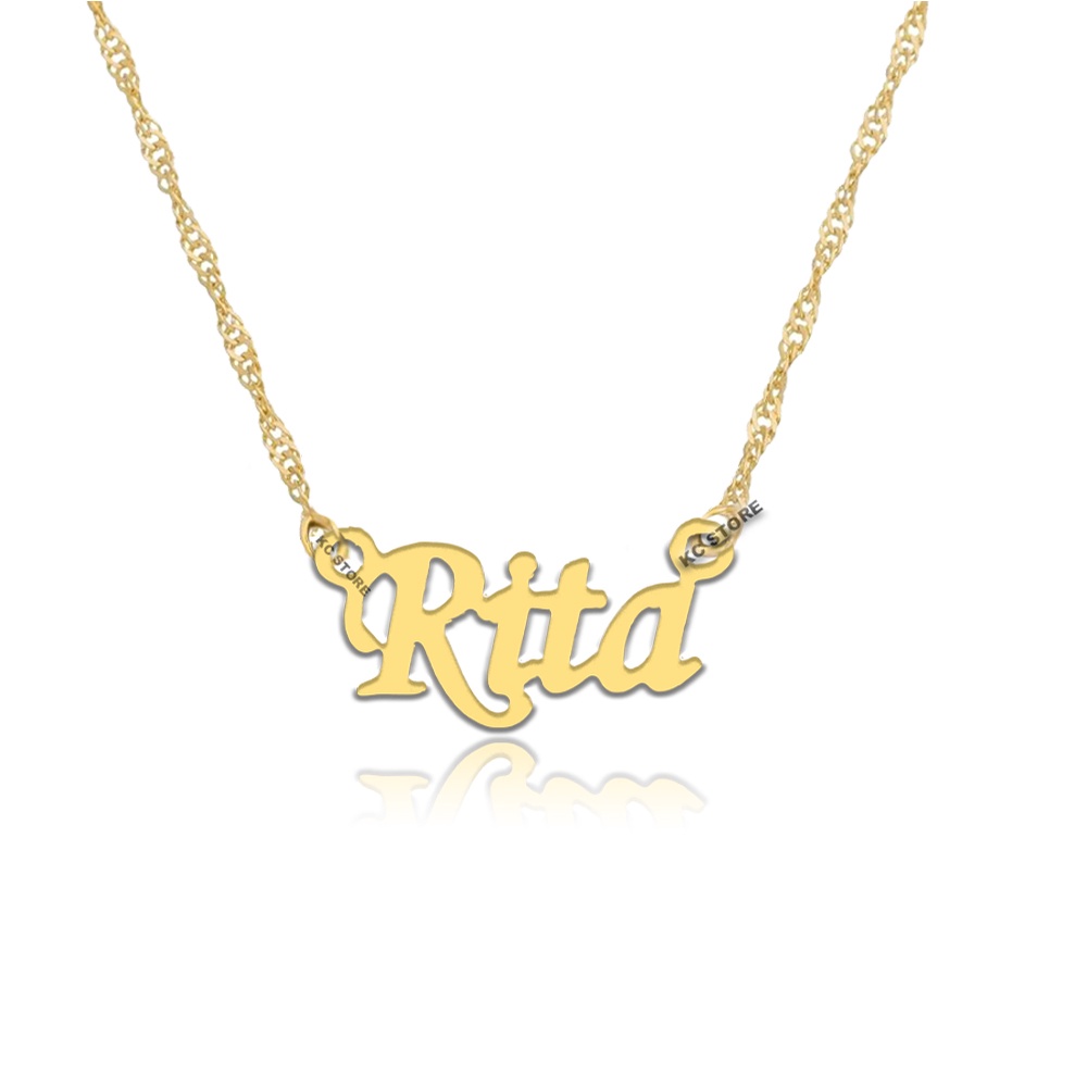 Colar corrente de Nome Rita feminino adulto mulher folheado dourado cor aço prata prateada em Oferta na Shopee