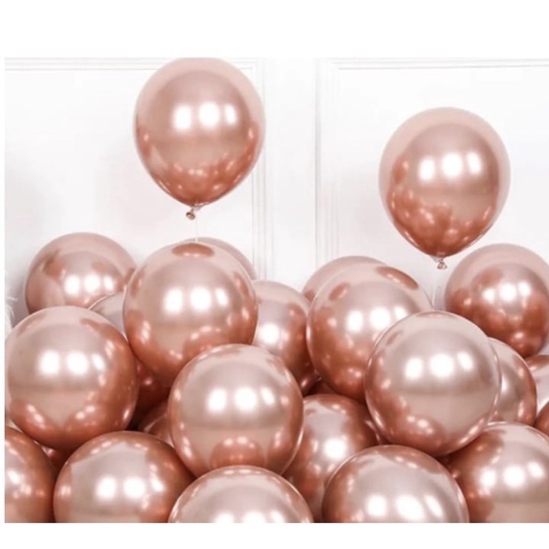 25 Balão Bexiga 5 Pol Rose Gold Cromado Metalizado Aluminio Platino Festbal em Oferta na Shopee