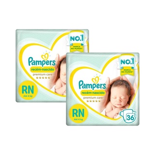 Kit Fralda Pampers Premium Care Recém Nascido com 72 unidades - Até 4Kg