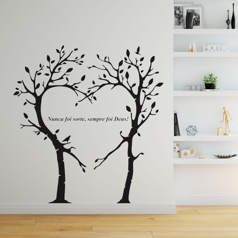 Adesivo Árvore Coração Nunca Foi Sorte Sempre Foi Deus em Oferta na Shopee