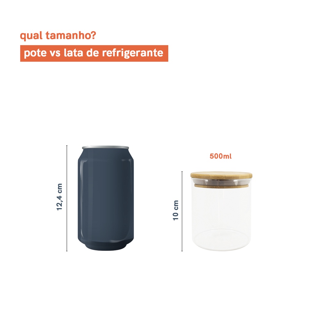 Detalhes do Kit Potes 500ml de Vidro Herméticos Tampa de Bambu - OIKOS