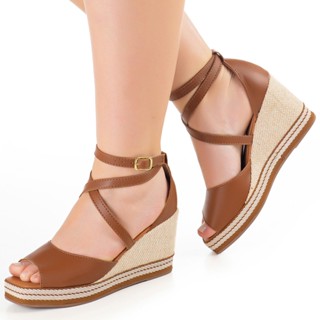 Sandalia Anabela Feminina Sapato Salto Alto Casual Sola Emborrachada Moda Macia Confortável em Oferta na Shopee