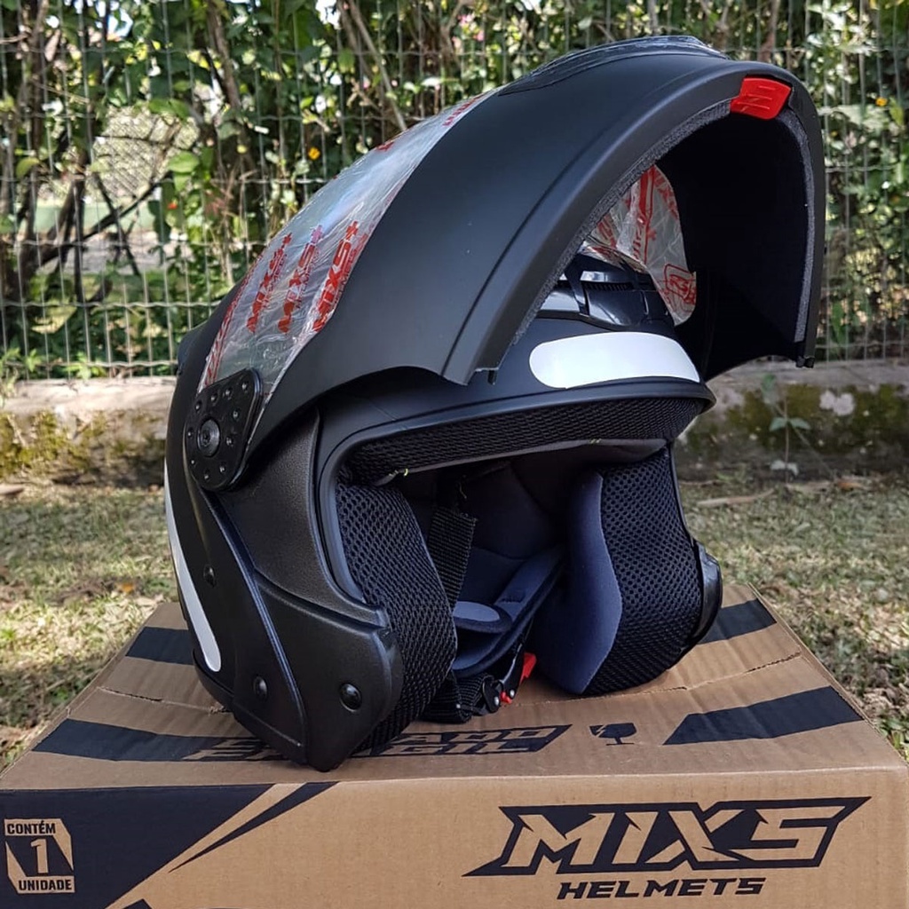 Capacete Mixs Gladiator Preto Fosco Robocop Articulado + Viseira Espelhada Extra