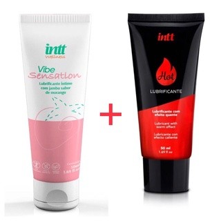 Kit Gel Lubrificante a Base de Água Vibe Sensation + Hot Morango