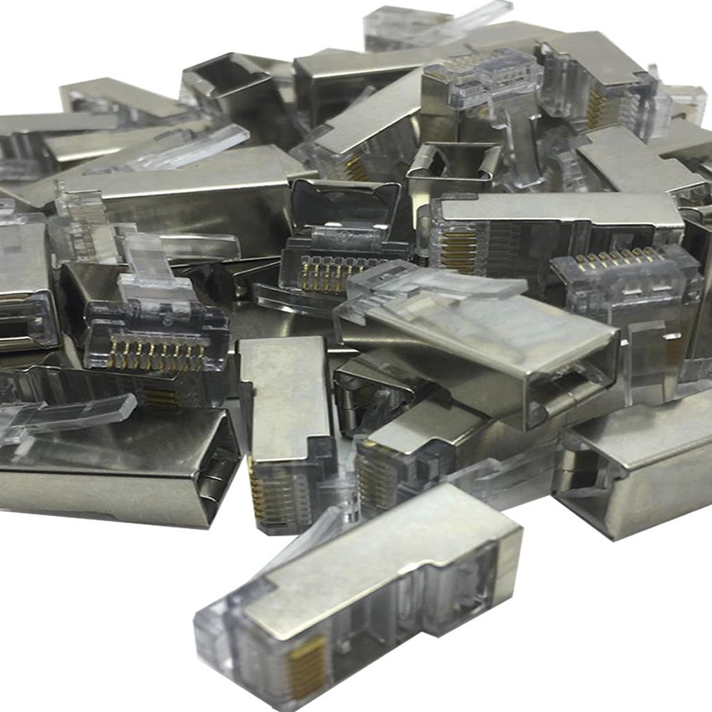 100x Cristal Conector Blindado Cat6 Rj45 Cabo Rede Utp Giga